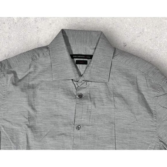 JOHN VARVATOS Sz 16x32-33 MENS Dress Shirt Gray Lightweight Cotton Button - Picture 3 of 12